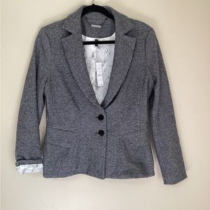 White House Black Market Tweed Blazer size 10 NWT, Gray Houndstooth